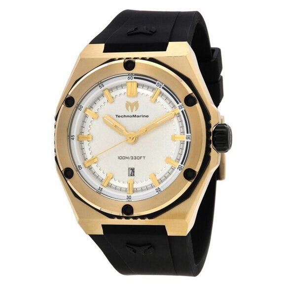 NWT Authentic Technomarine Coral Quartz Silver Dial Men's Watch - Picture 1 of 3